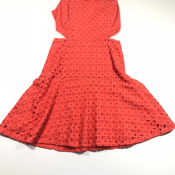 Jessica Simpson Orange Eyelet Fit Flare Dress - Picture 5 of 8